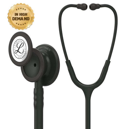 3M™ Littmann Classic III Stethoscope, Black Edition Chestpiece, Black Tube, 27 inch, 5803