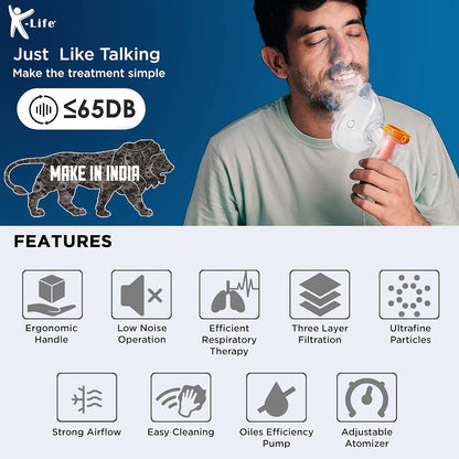 K-Life Neb-101 Compressor Nebulizer Machine Kit with Child and Adult Masks
