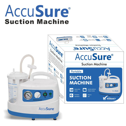 AccuSure Premium Quality Electric Oil-Free Low Noise Single Jar Portable Phlegm Suction Machine