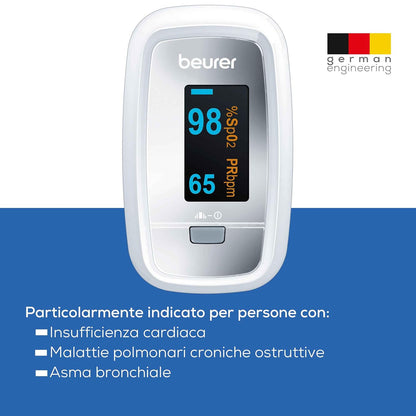Beurer PO30 Pulse Oximeter, Blood Oxygen Saturation & Heart Rate Monitor, 5 Years Warranty