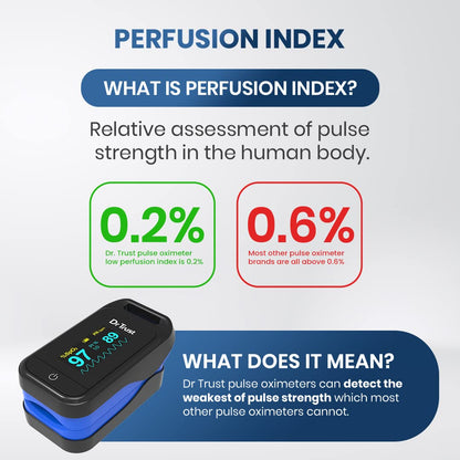 Dr Trust USA Fingertip Blood Oxygen Saturation Monitor -218, SPO2, PI & Heart Rate Pulse Oximeter with OLED Display For Pulse Oximetery