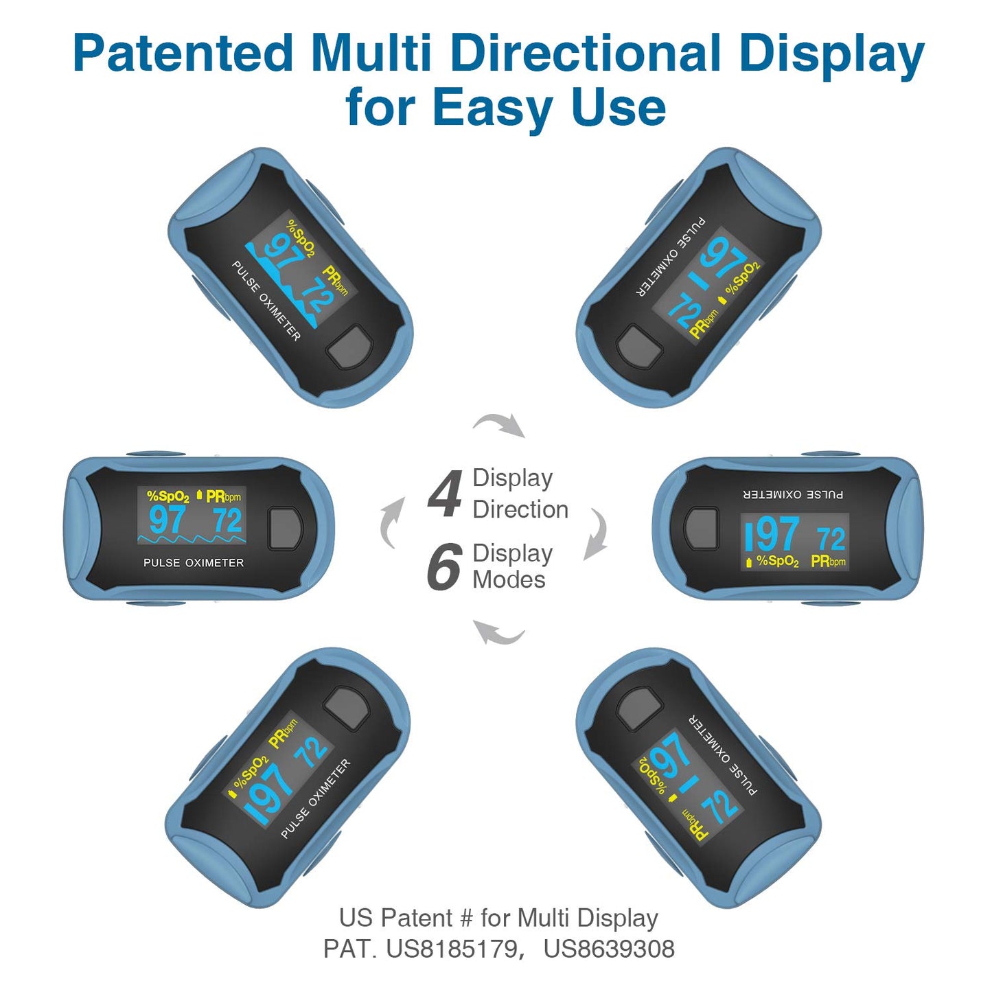 CHOICEMMED MD300C29 Finger Pulse Oximeter with Color OLED Screen Display & Batteries