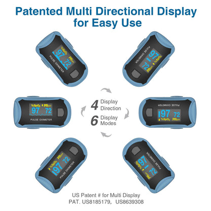 CHOICEMMED MD300C29 Finger Pulse Oximeter with Color OLED Screen Display & Batteries