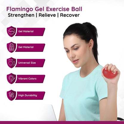 Flamingo Gel Exercise Ball for Hand, Grip Muscle Strengthening,Stress Relief, Arthritis, Finger, Wrist, Carpal Tunnel & Pain Relief