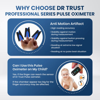 Dr Trust USA Fingertip Blood Oxygen Saturation Monitor -218, SPO2, PI & Heart Rate Pulse Oximeter with OLED Display For Pulse Oximetery