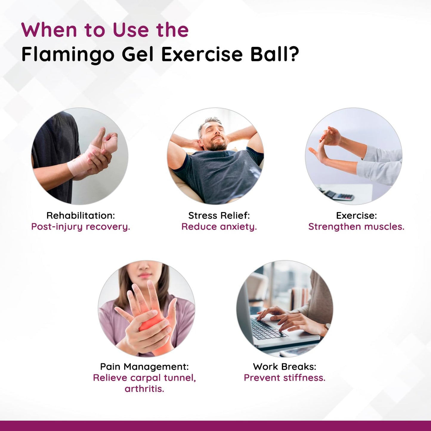 Flamingo Gel Exercise Ball for Hand, Grip Muscle Strengthening,Stress Relief, Arthritis, Finger, Wrist, Carpal Tunnel & Pain Relief