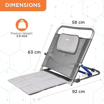 Vissco Hospital Back Rest for the Bed, Hospitalised Patients, Post Paralysis and Post Surgery Design, Padded Cushion, Back Support - Universal (Ivory/Black)