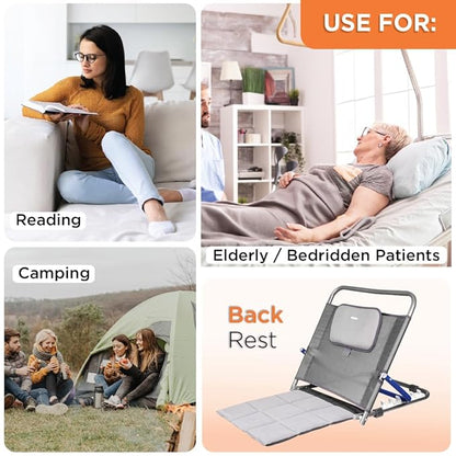 Vissco Hospital Back Rest for the Bed, Hospitalised Patients, Post Paralysis and Post Surgery Design, Padded Cushion, Back Support - Universal (Ivory/Black)