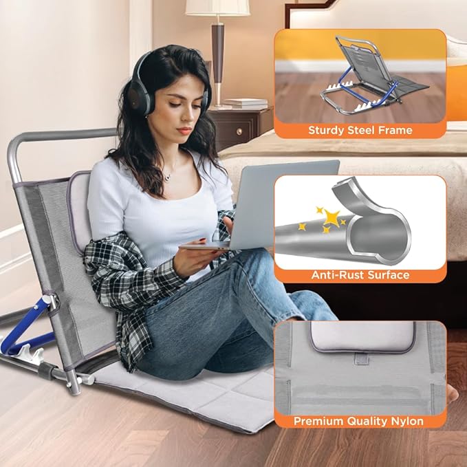 Vissco Hospital Back Rest for the Bed, Hospitalised Patients, Post Paralysis and Post Surgery Design, Padded Cushion, Back Support - Universal (Ivory/Black)