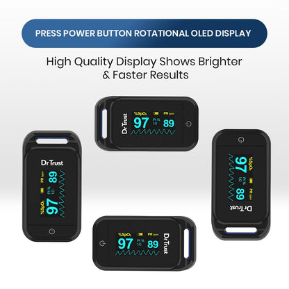 Dr Trust USA Fingertip Blood Oxygen Saturation Monitor -218, SPO2, PI & Heart Rate Pulse Oximeter with OLED Display For Pulse Oximetery