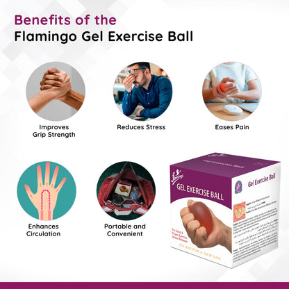 Flamingo Gel Exercise Ball for Hand, Grip Muscle Strengthening,Stress Relief, Arthritis, Finger, Wrist, Carpal Tunnel & Pain Relief