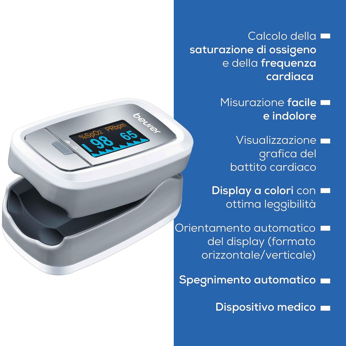 Beurer PO30 Pulse Oximeter, Blood Oxygen Saturation & Heart Rate Monitor, 5 Years Warranty