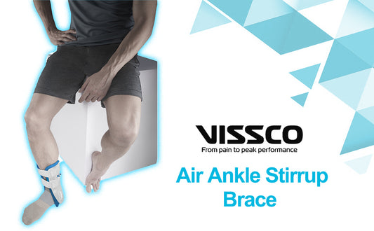 Vissco Air Ankle Brace – Blue Orthopedic Ankle Support for Sprain Strain Ligament Injuries Stabilizer for Pain Relief Swelling Post Injury Recovery Adjustable Fit