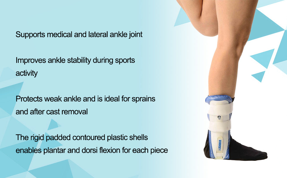 Vissco Air Ankle Brace – Blue Orthopedic Ankle Support for Sprain Strain Ligament Injuries Stabilizer for Pain Relief Swelling Post Injury Recovery Adjustable Fit