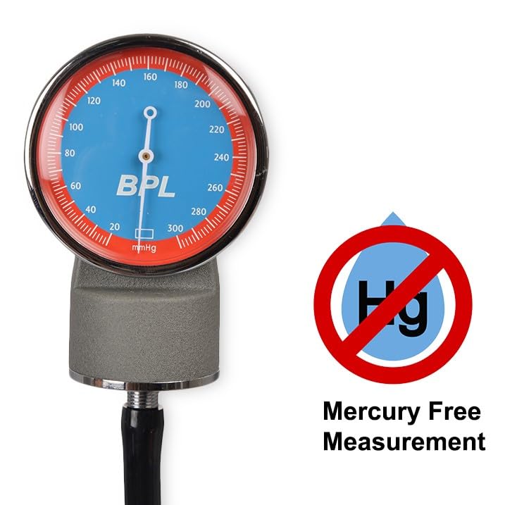 BPL Medical Technologies Manual Large Dial Aneroid Sphygmomanometer Blood Pressure Monitor - Gray