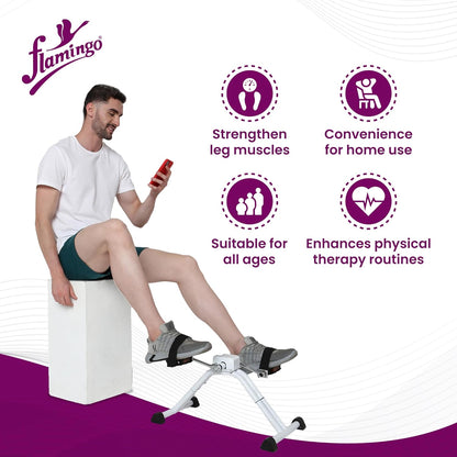 Flamingo Mini Cycle Pedaling Exercise Machine | Fitness Cycle for Home with Anti-Skid Rubber Bottom Pad | Ideal for Indoor Fitness Resistance Light Exercise of Legs, Arms, & Physiotherapy | Black