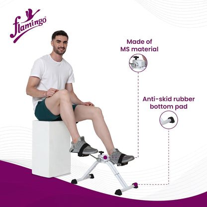 Flamingo Mini Cycle Pedaling Exercise Machine | Fitness Cycle for Home with Anti-Skid Rubber Bottom Pad | Ideal for Indoor Fitness Resistance Light Exercise of Legs, Arms, & Physiotherapy | Black