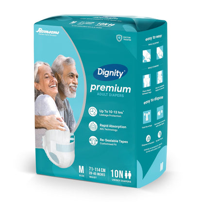 Dignity Premium Pull Up Adult Diapers Pant Style - 10 Count with Soft Elastic and Extra Absorbent Core, 10 Pcs/Pack (Pack of 1)