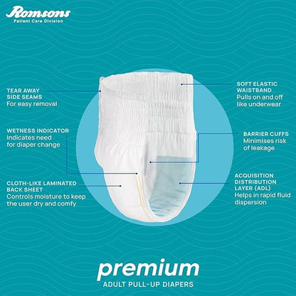 Dignity Premium Pull Up Adult Diapers Pant Style - 10 Count with Soft Elastic and Extra Absorbent Core, 10 Pcs/Pack (Pack of 1)