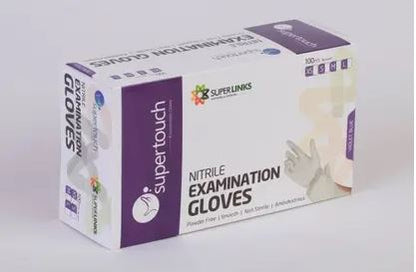 Supertouch Nitrile Examination Gloves Powderfree (Small, Medium, Large) (Pack of 100)