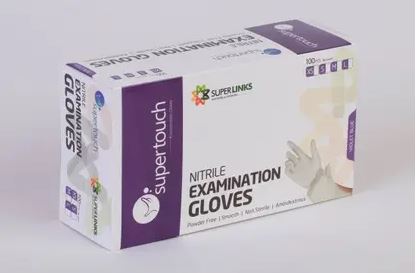 Supertouch Nitrile Examination Gloves Powderfree (Small, Medium, Large) (Pack of 100)