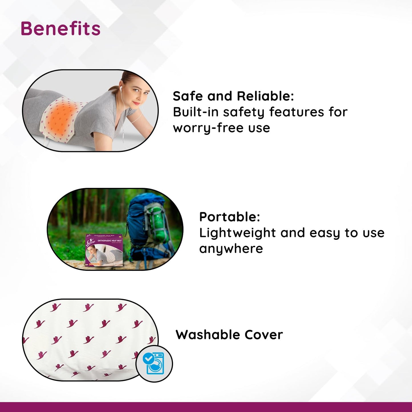 Flamingo Orthopaedic Electric Heating Pad | Belt for Back Pain + Period Cramps Relief | Pain Relief Heating Belt with Temperature Controller for Lower Back, Knee, Shoulder, Cramps, and Neck | 2-Years Warranty