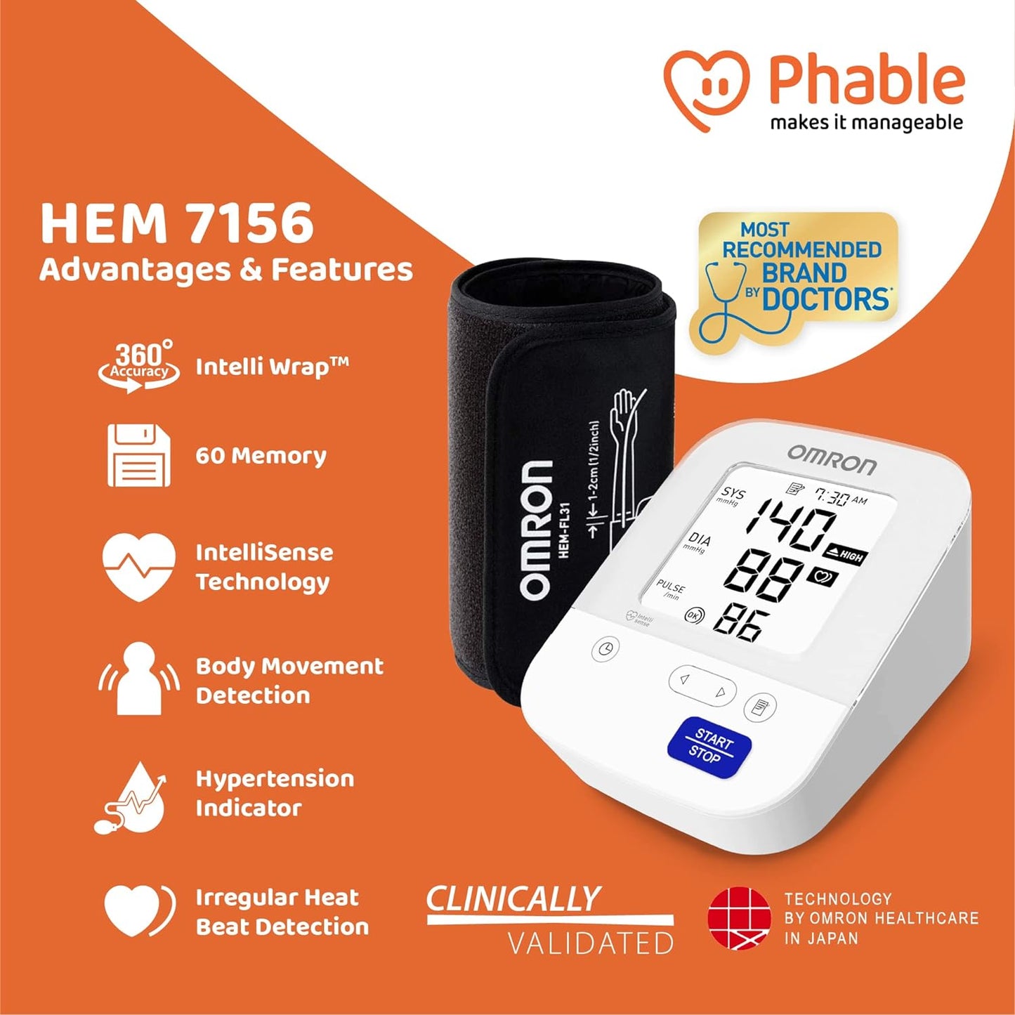 OMRON Blood Pressure Monitor HEM 7156