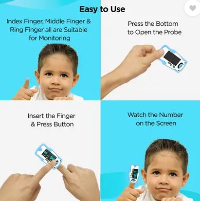 Dr Trust Model 212 Paediatric FingerTip Pulse Oxymeter Oxygen Saturation Heart Rate Monitor for kids Sp02 check Pulse Oximeter (Blue)