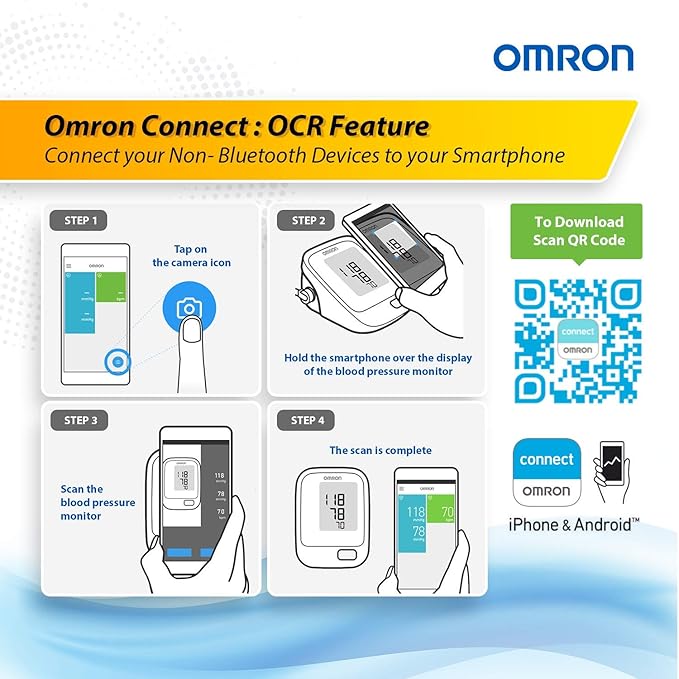 Omron HEM 7121J Fully Automatic Digital Arm Blood Pressure Monitor with IntelliSense Technology & Cuff Wrapping Guide for Most Accurate Measurement (White)
