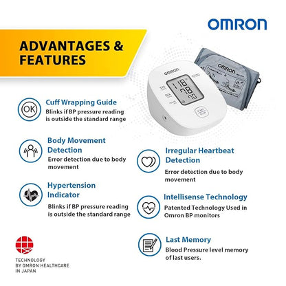 Omron HEM 7121J Fully Automatic Digital Arm Blood Pressure Monitor with IntelliSense Technology & Cuff Wrapping Guide for Most Accurate Measurement (White)