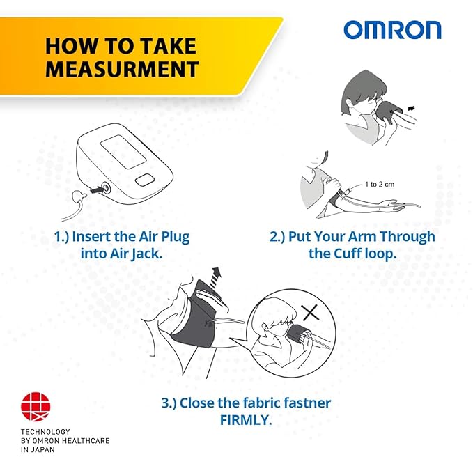 Omron HEM 7121J Fully Automatic Digital Arm Blood Pressure Monitor with IntelliSense Technology & Cuff Wrapping Guide for Most Accurate Measurement (White)