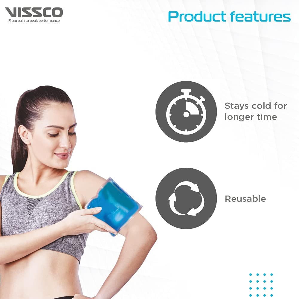 Vissco Icecool Gel Pack,Re-Freezable for Instant Shoulder Pain Relief & Swelling for Men & Women, Use it for Back & Shoulder (24 Cm X 18.5 Cm) - Large (Blue)