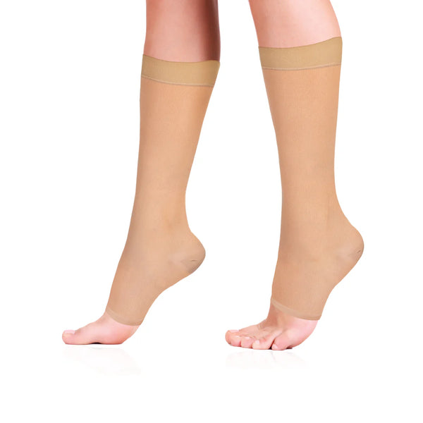 Medical Compression Stocking - Class 2 Knee Length | Mild Support | Improves Blood Circulation | Swollen | Tired | Aching Legs (Beige)